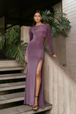 Megan Slinky And Mesh Maxi Dress Purple