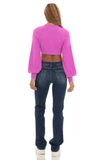 Knit Mock Neck Jumper in Magenta