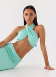 Coletta Wrap Top Aqua