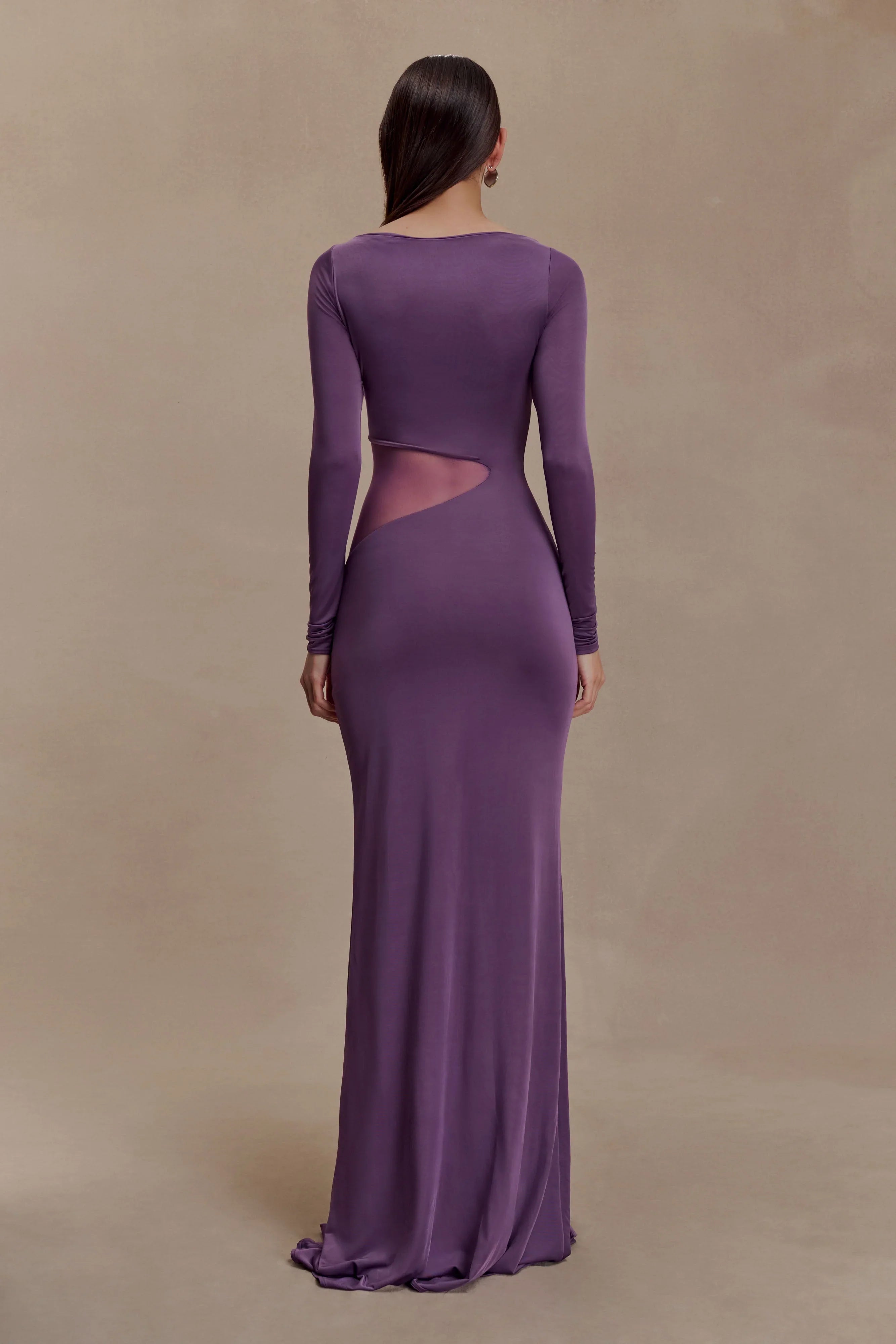 Megan Slinky And Mesh Maxi Dress Purple