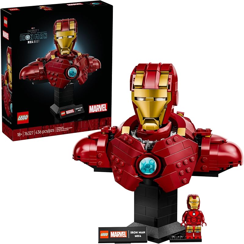 LEGO Marvel Iron Man MK4 Bust Building Kit for Adults Ages 18 Includes Iron Man Minifigure Collectible Model for Super Hero Fans Gift for Men and Women 76327