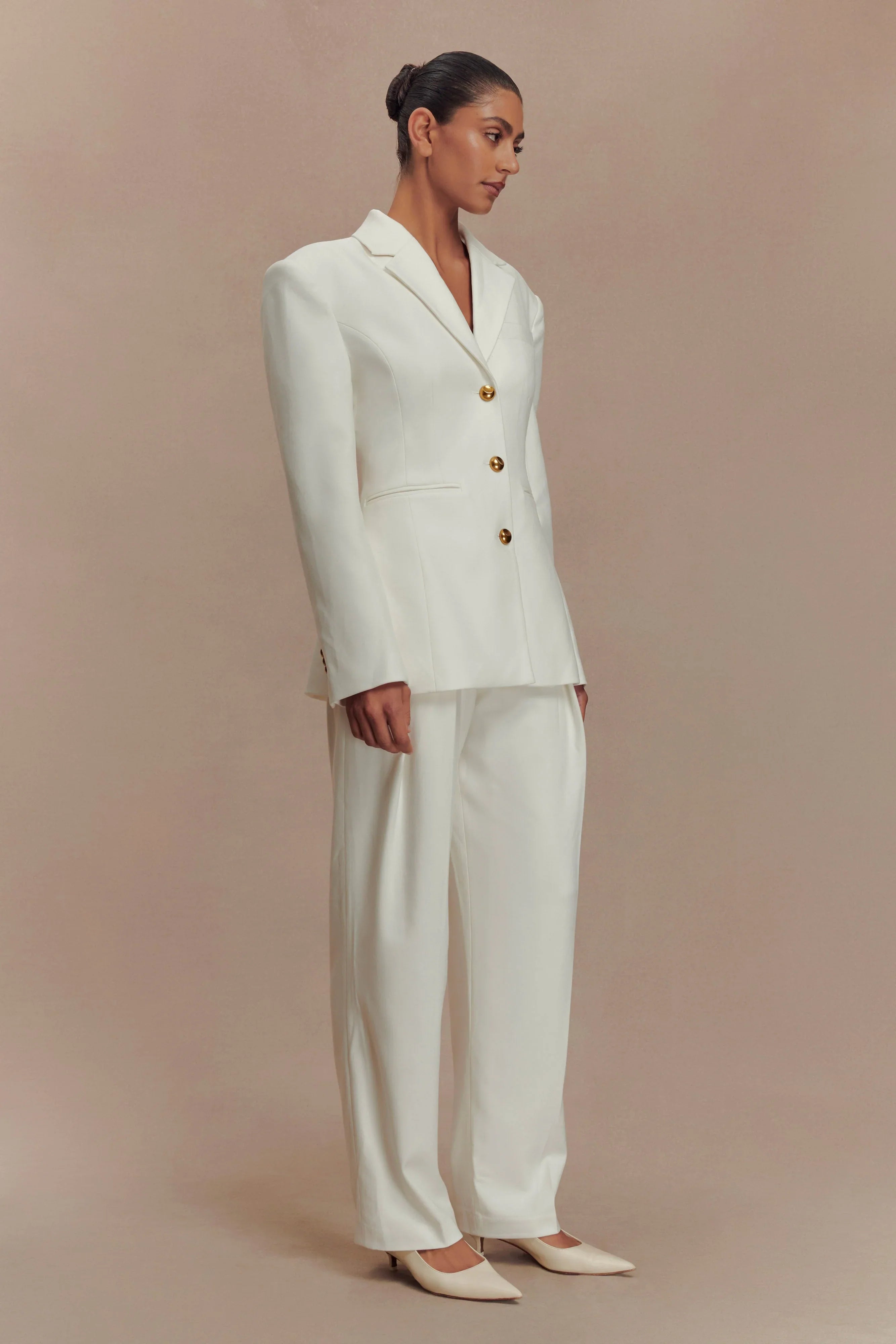 Penelope Pleated High Waisted Pants Ivory