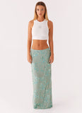 Corinna Low Rise Sequin Maxi Skirt Mint