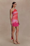 Claudette Slinky Mini Dress With Hardware Pink Sunset Print