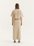 Beige Cropped Tailored Zip Through Shirt