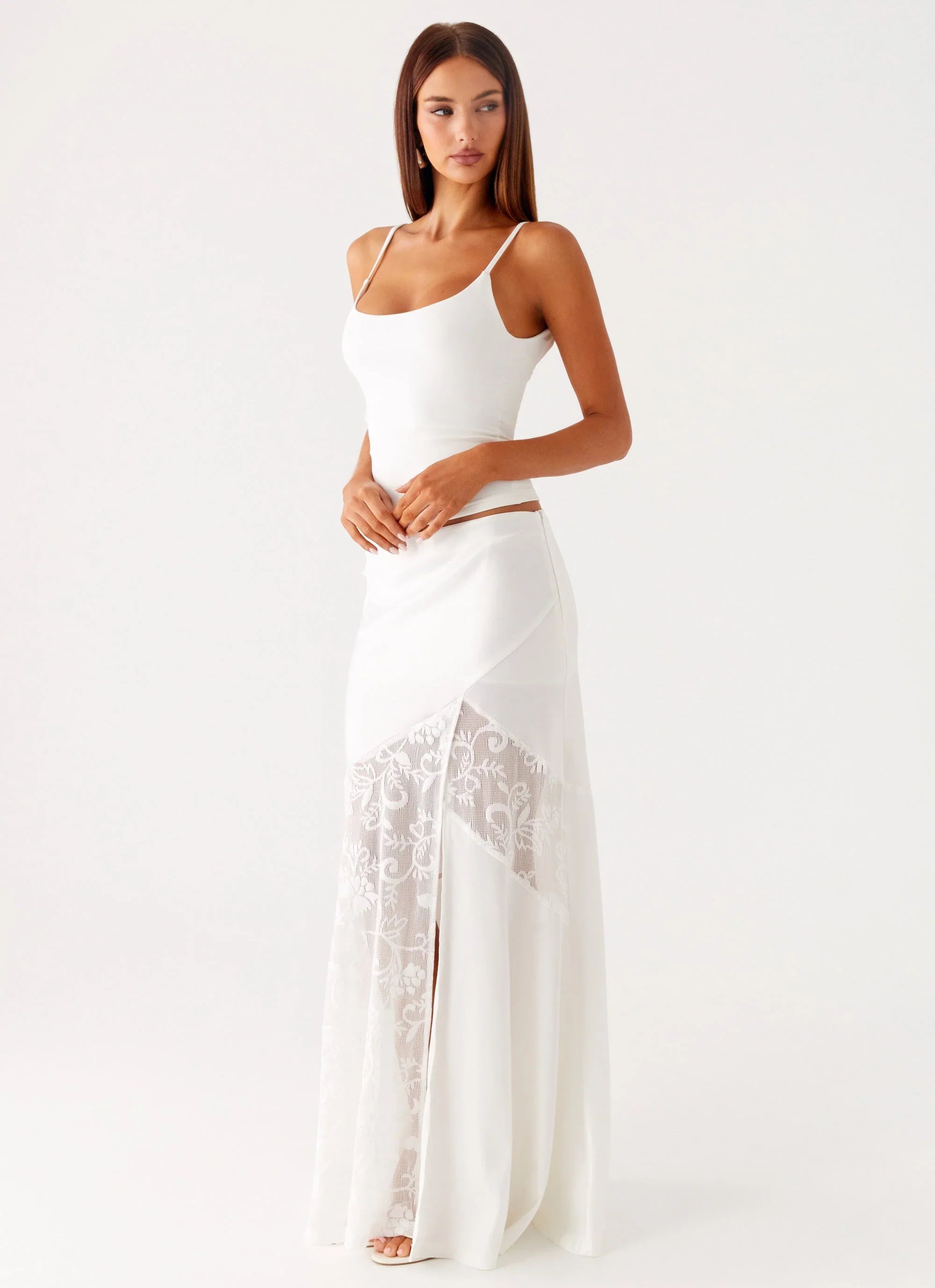 Dasie Lace Maxi Skirt White