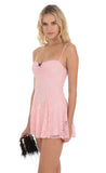 Bow Lace A line Dress in Pink