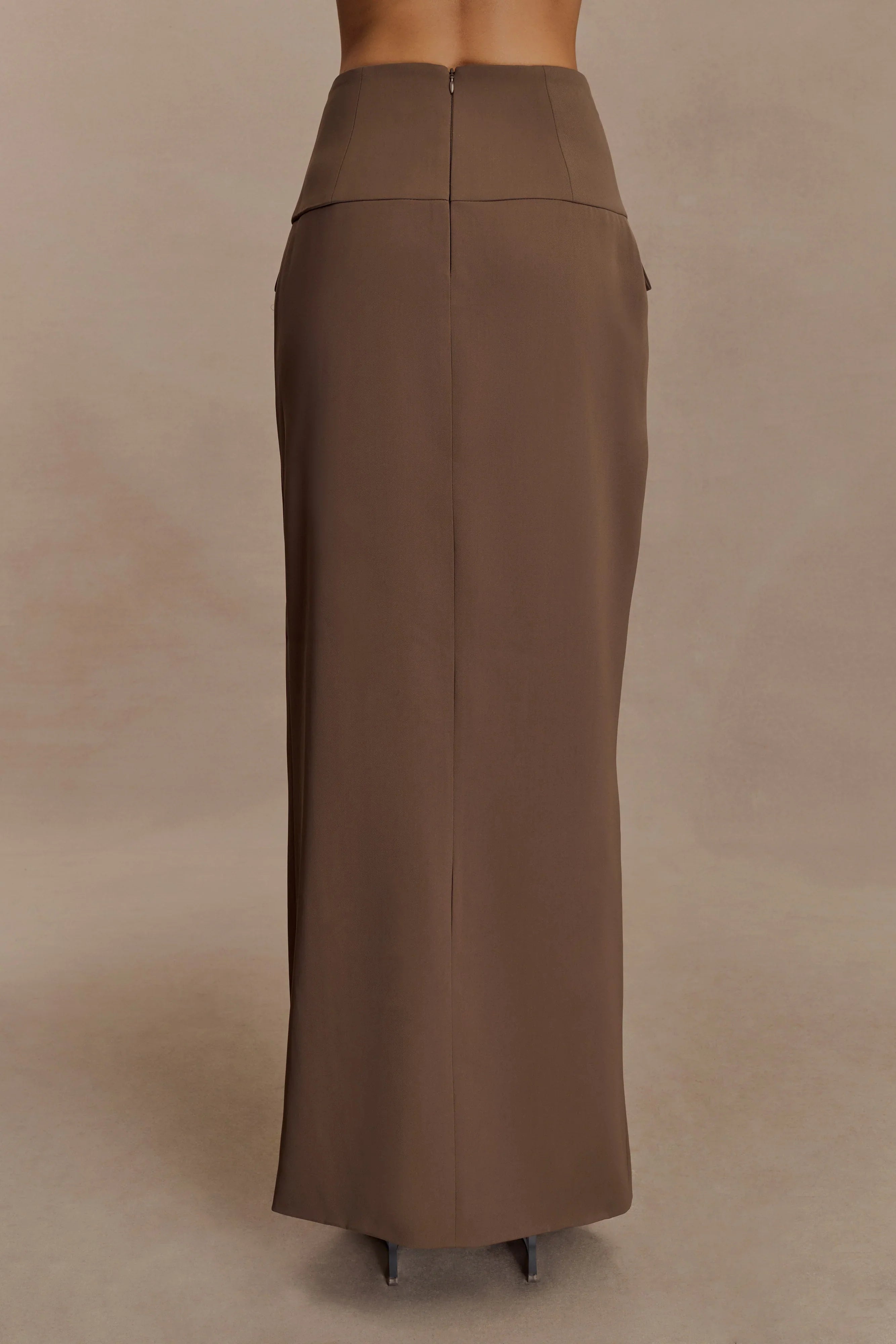 Cassie Column Maxi Skirt Cacao Brown