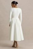 Bellamy Cream Crew Neck Long Sleeve Midi Dress
