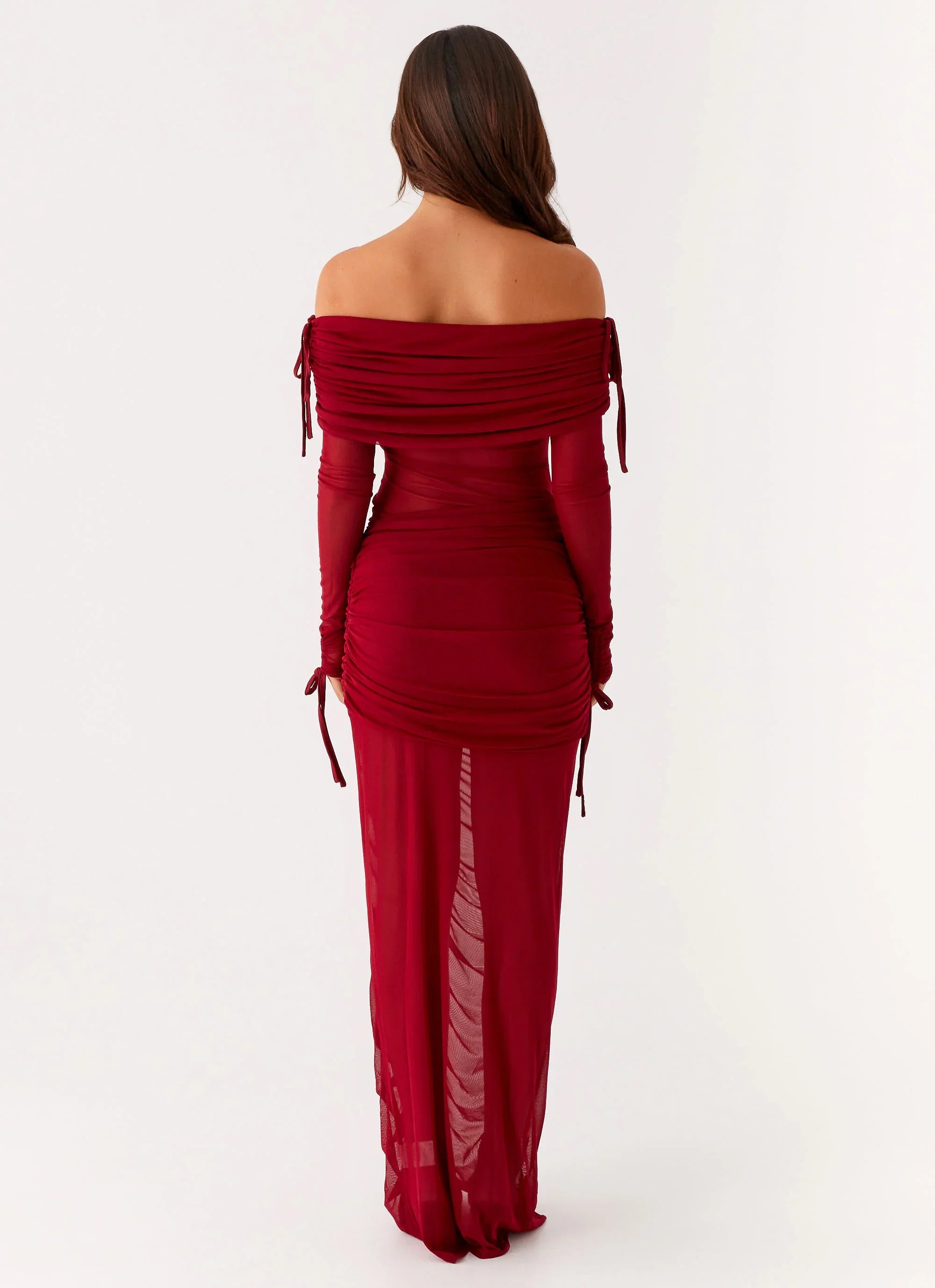 Teala Mesh Maxi Dress Red