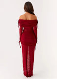 Teala Mesh Maxi Dress Red
