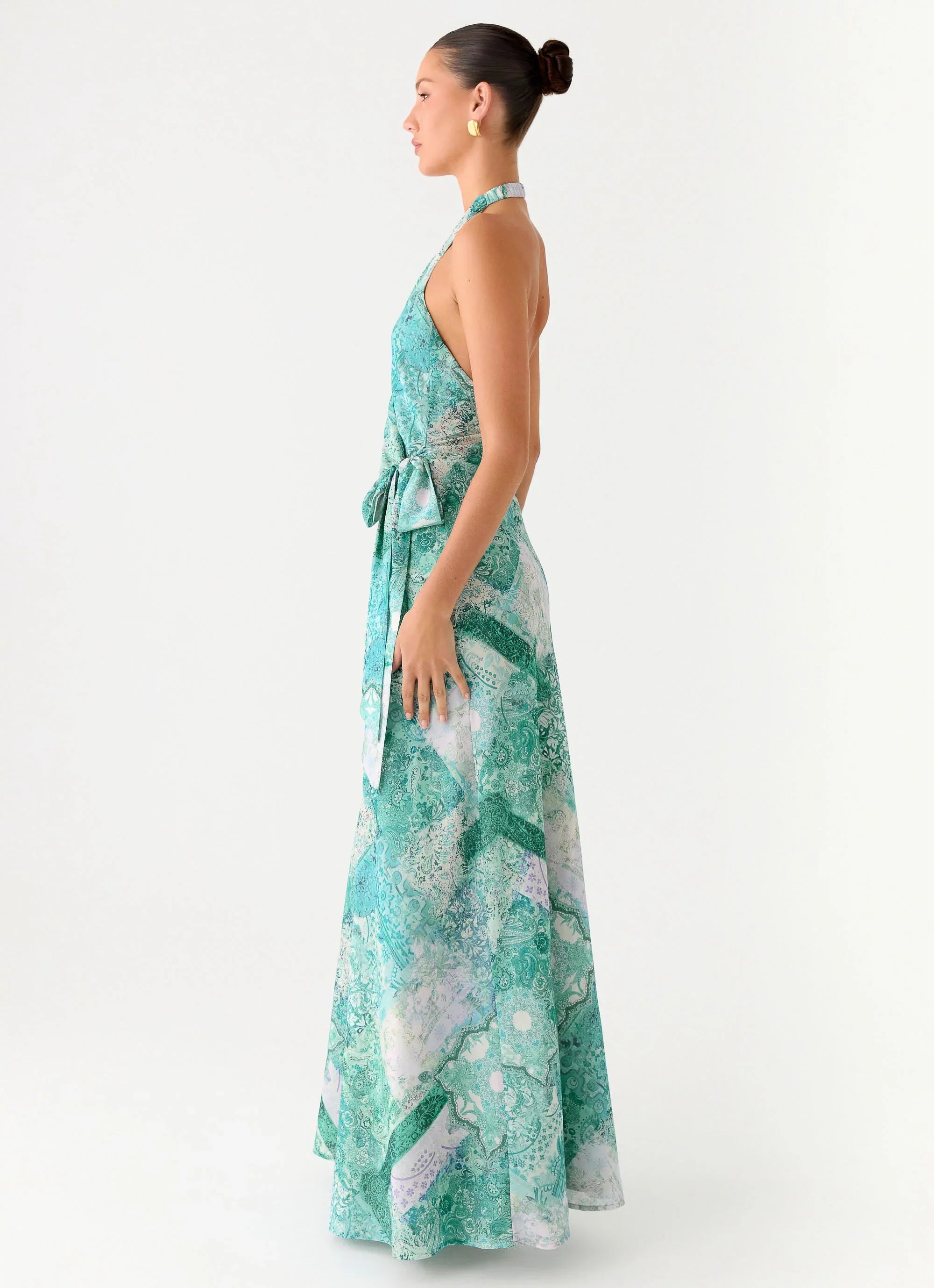 So Chic Maxi Dress Green Paisley