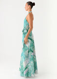 So Chic Maxi Dress Green Paisley