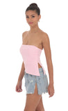 Strapless Side Slit Top in Pink