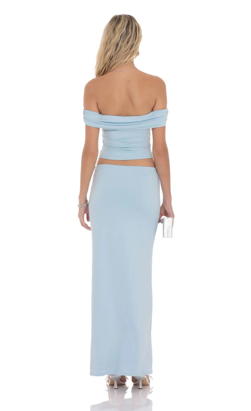 Embellished Skirt in Light Blue