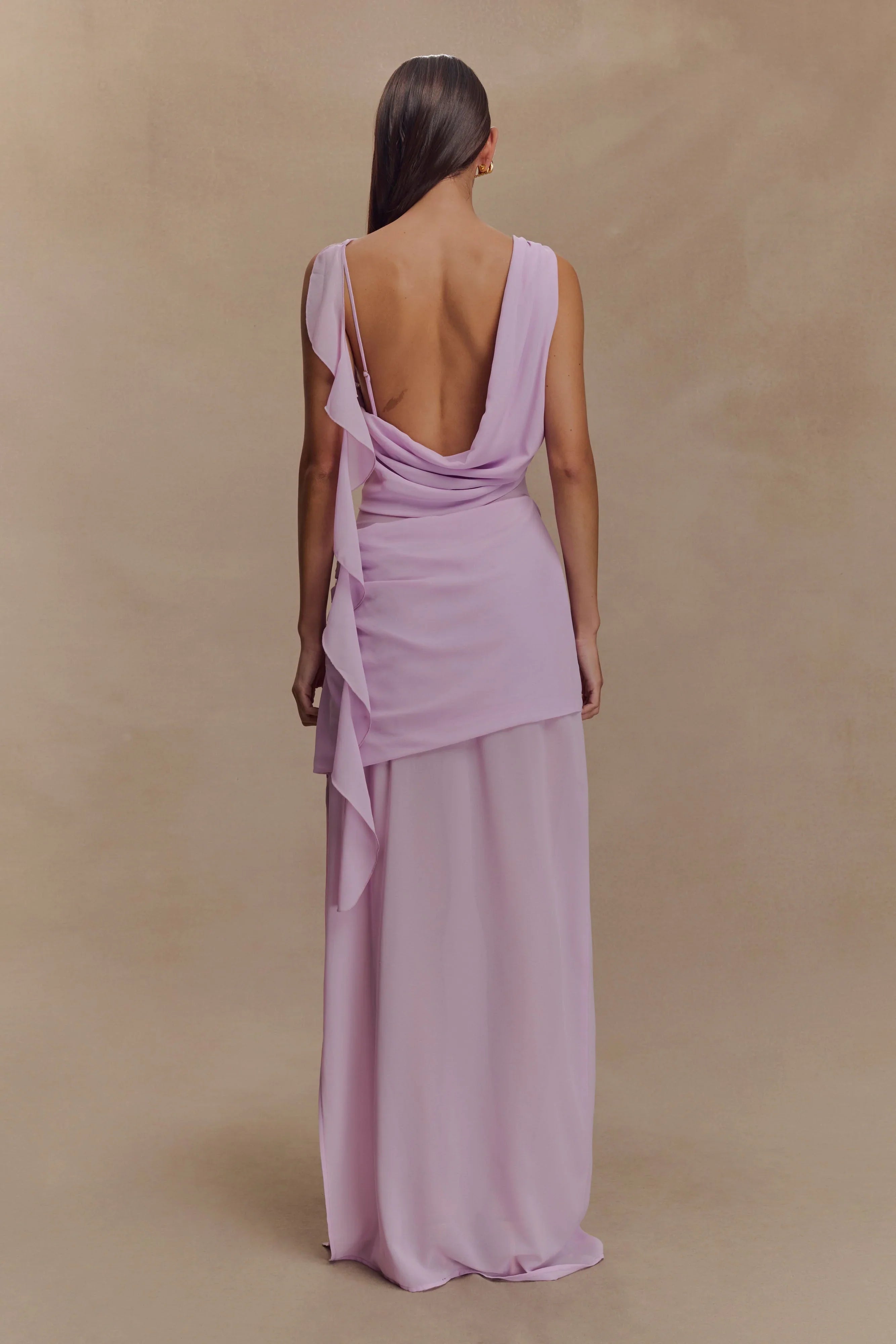 Daria Draped Chiffon Maxi Dress Light Lilac