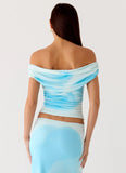 Moka Off Shoulder Top Blooming Blue