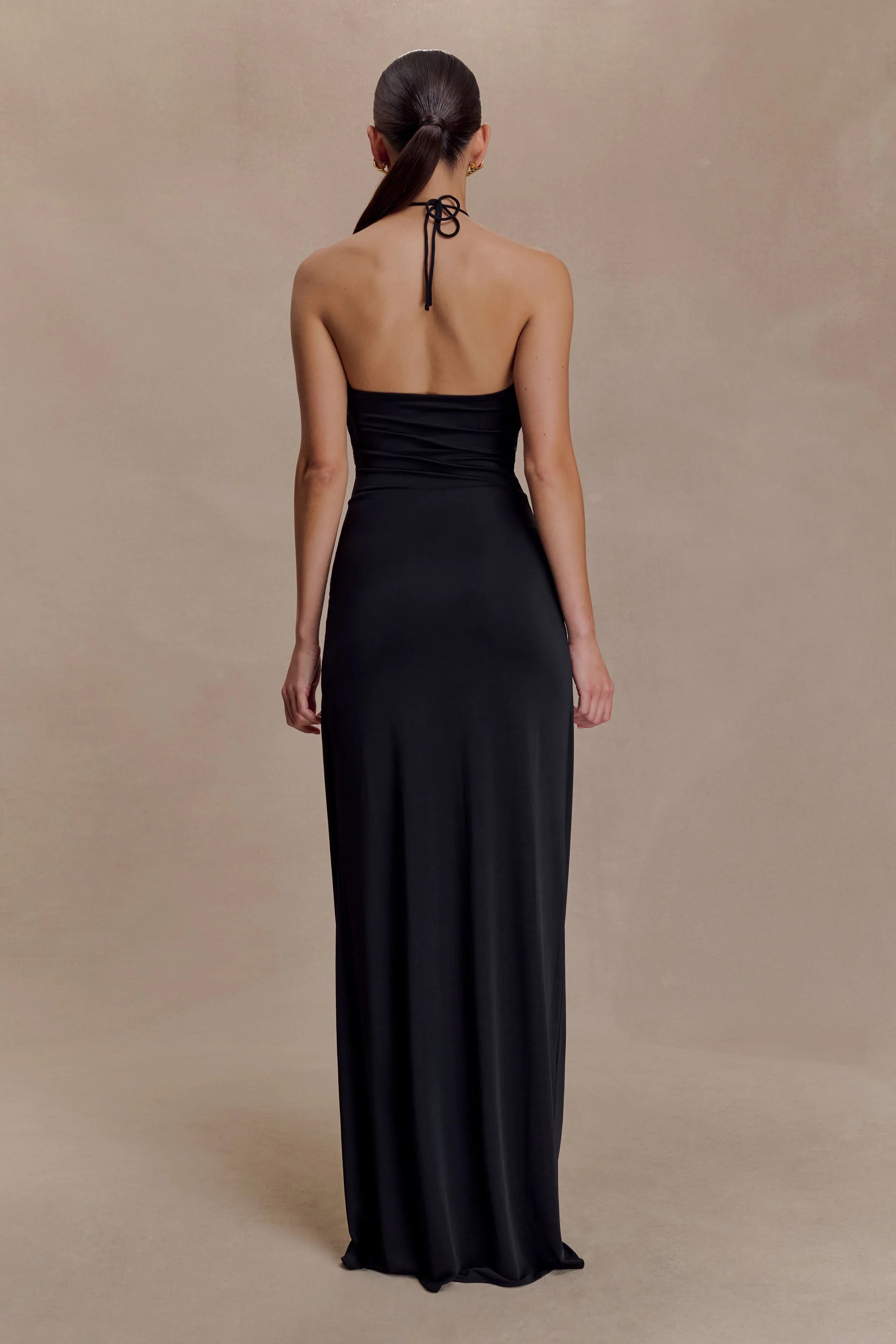 Quincy Halter Maxi Dress With Hardware Black