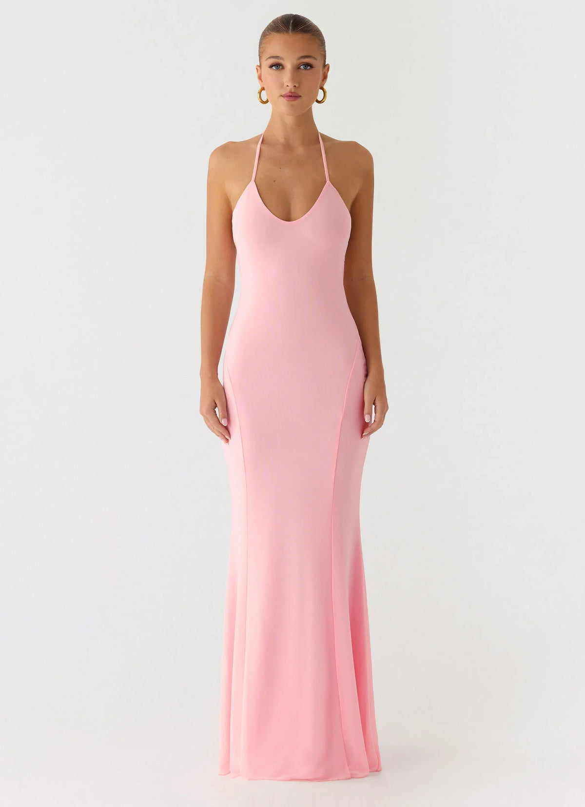 Jolin Halter Maxi Dress Baby Pink