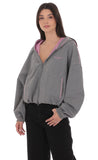 Two Toned Cropped Hoodie in Grey