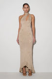 Celestino Floral Metallic Knit Maxi Dress Gold