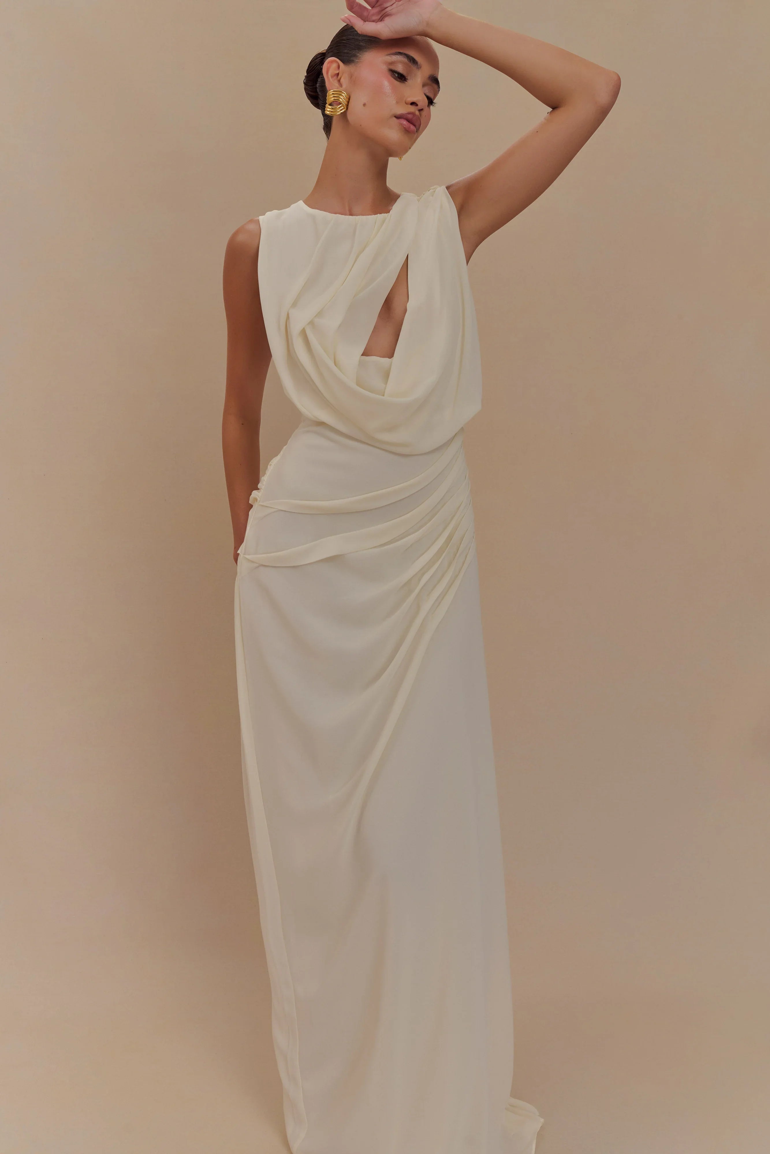 Oria Chiffon Maxi Dress Ivory