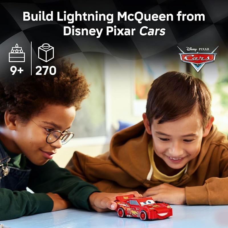 LEGO Speed Champions Lightning McQueen Toy Disney Pixar Cars Building Blocks for Kids Boys Girls Ages 9 Pretend Play Race Car Bedroom Shelf Display 77255