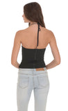 Rhinestone Rosette Top in Black