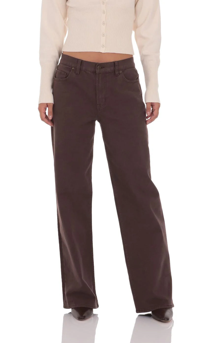 Mid Rise Baggy Jeans in Chocolate Brown
