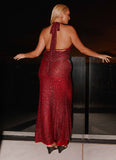 Treasured Sequin Maxi Dress Fuchsia