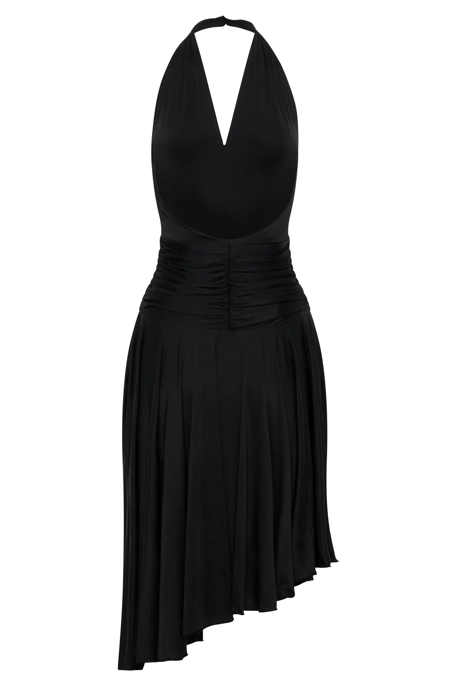 Zelda Asymmetric Slinky Midi Dress Black