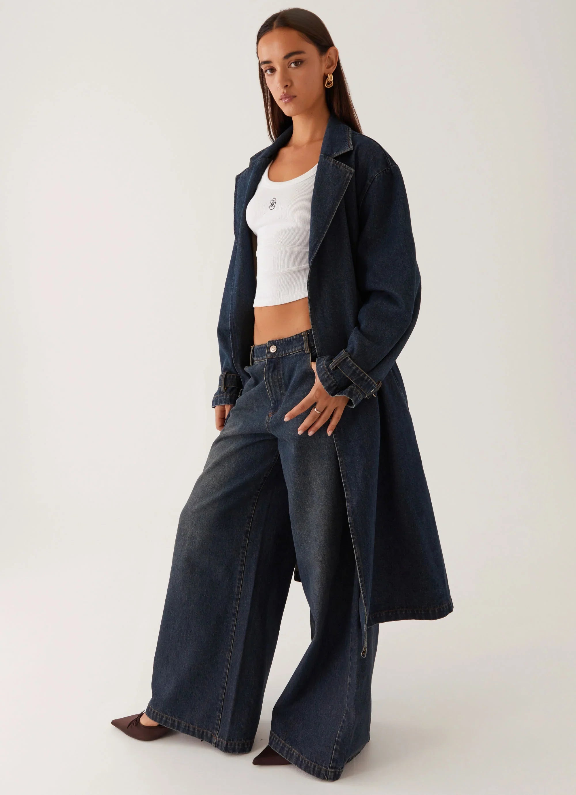Yosemite Oversized Trench Coat Blue