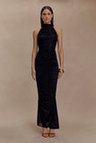 Matilda Ruched Mesh Maxi Skirt Black