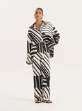 Black And White Abstract Print Satin Trouser