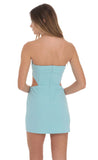 Crepe Corset Cutout Dress in Blue