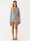 Kyrah Long Sleeve Mini Dress Misty Blue