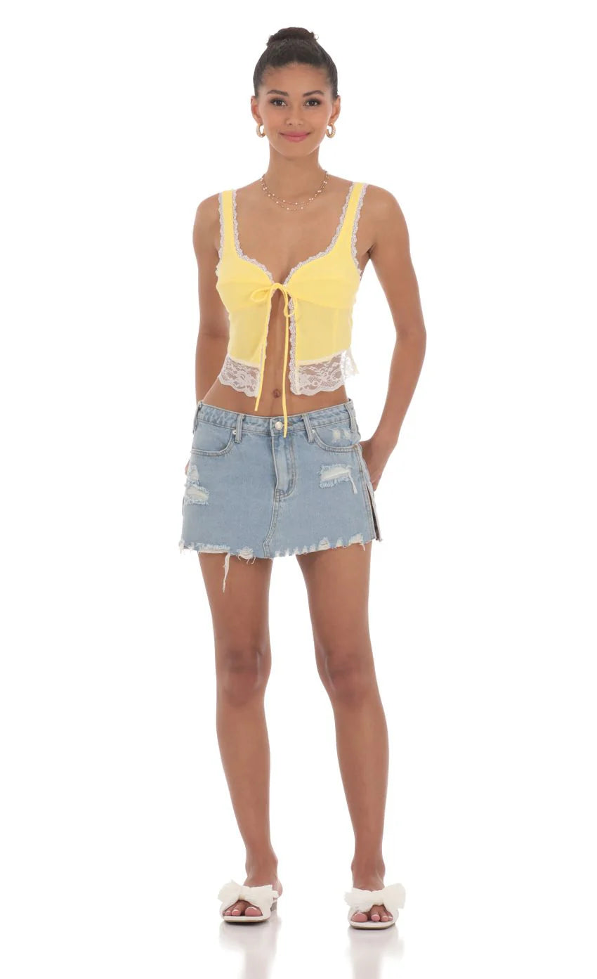 Lace Vest Top in Yellow