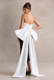 Blanca Black White Halter Neck Cut Out Midi Dress With Oversized Bow