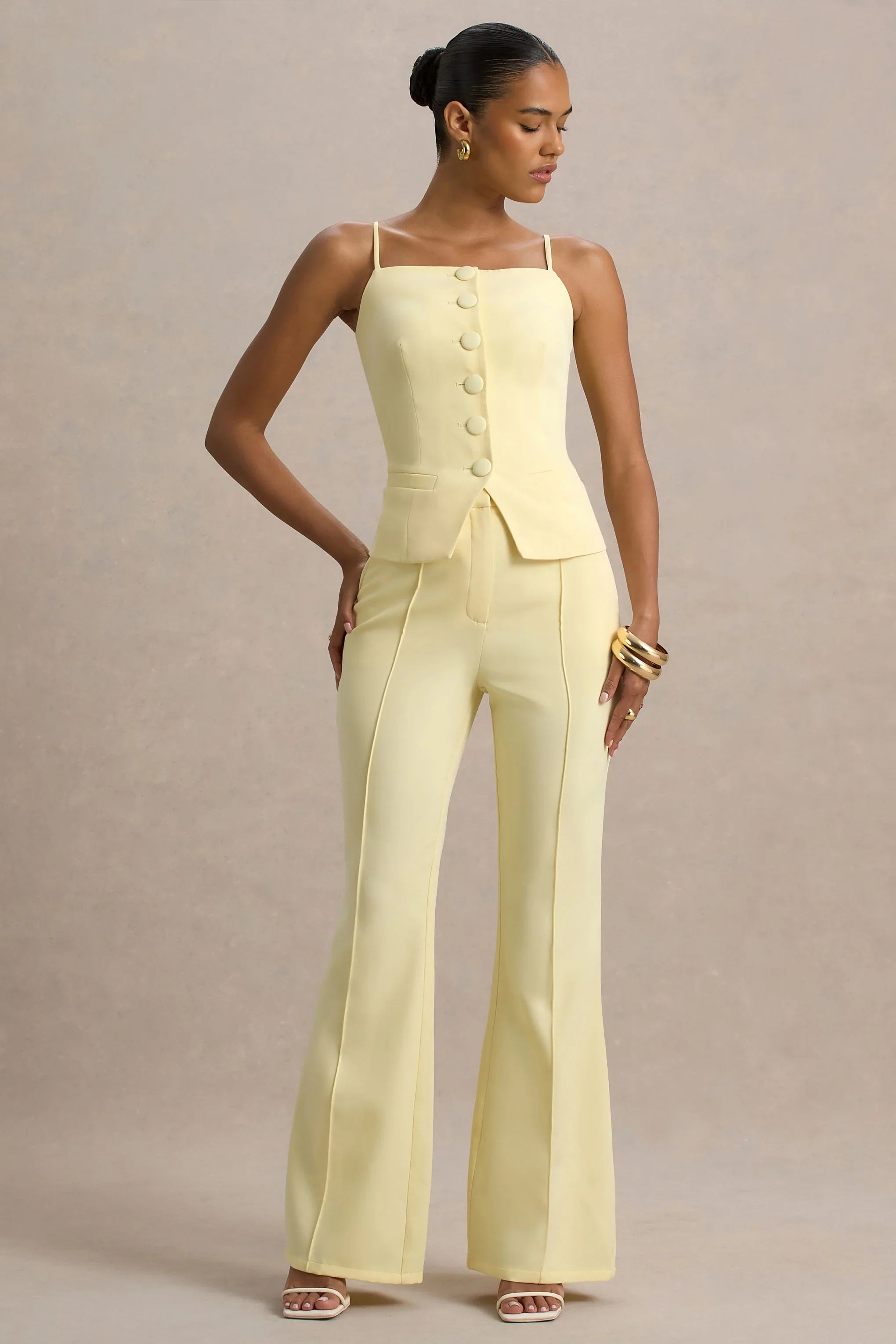 Jada Lemon Tailored Flared Leg Trousers