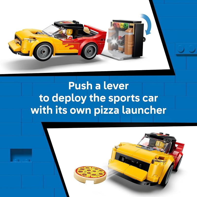 LEGO City Pizza Delivery Experience with Vehicles 60496 Building Toys for Boys Girls Ages 6 Toy Car Playset for Pretend Play 5 Minifigures 494 pieces Gift Idea