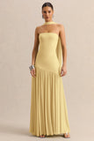 Bambi Lemon Bandeau Neck Maxi Dress With Scarf Detail