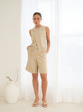 Beige Tailored Bermuda Shorts