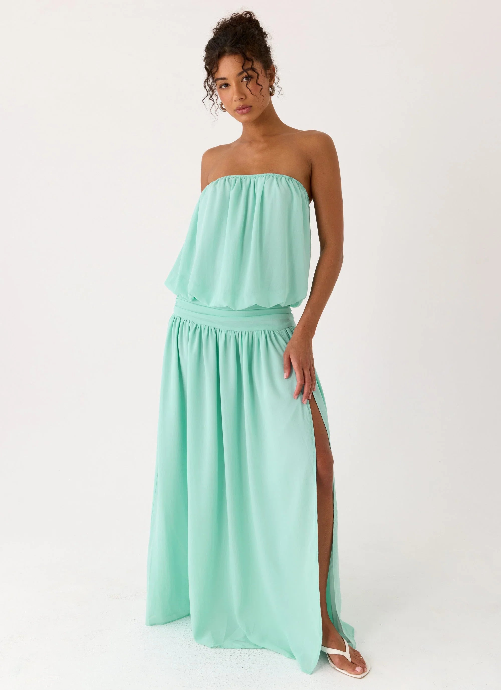 Lioras Strapless Maxi Dress Aqua