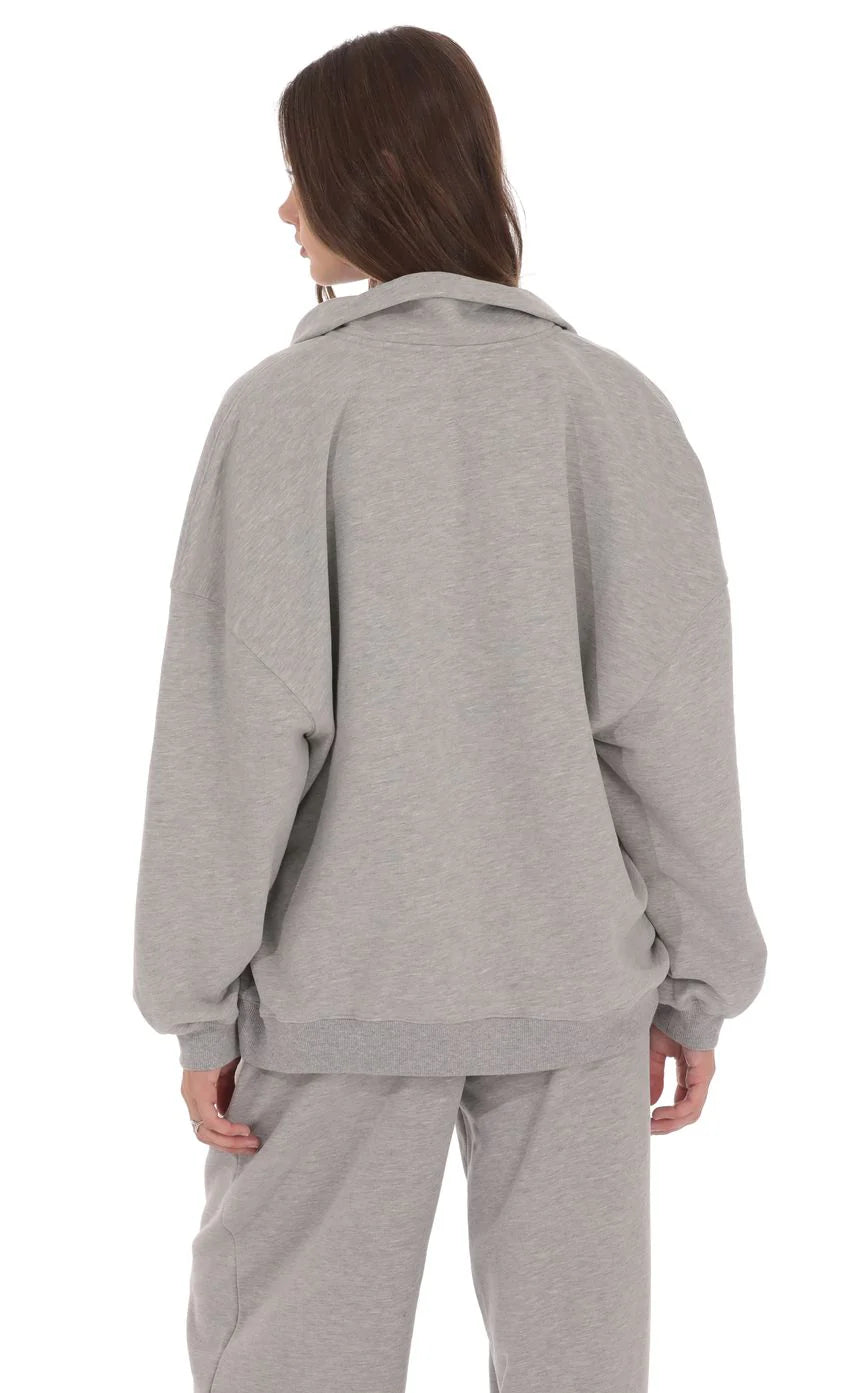 Quarter Zip Up Jumper in Grey