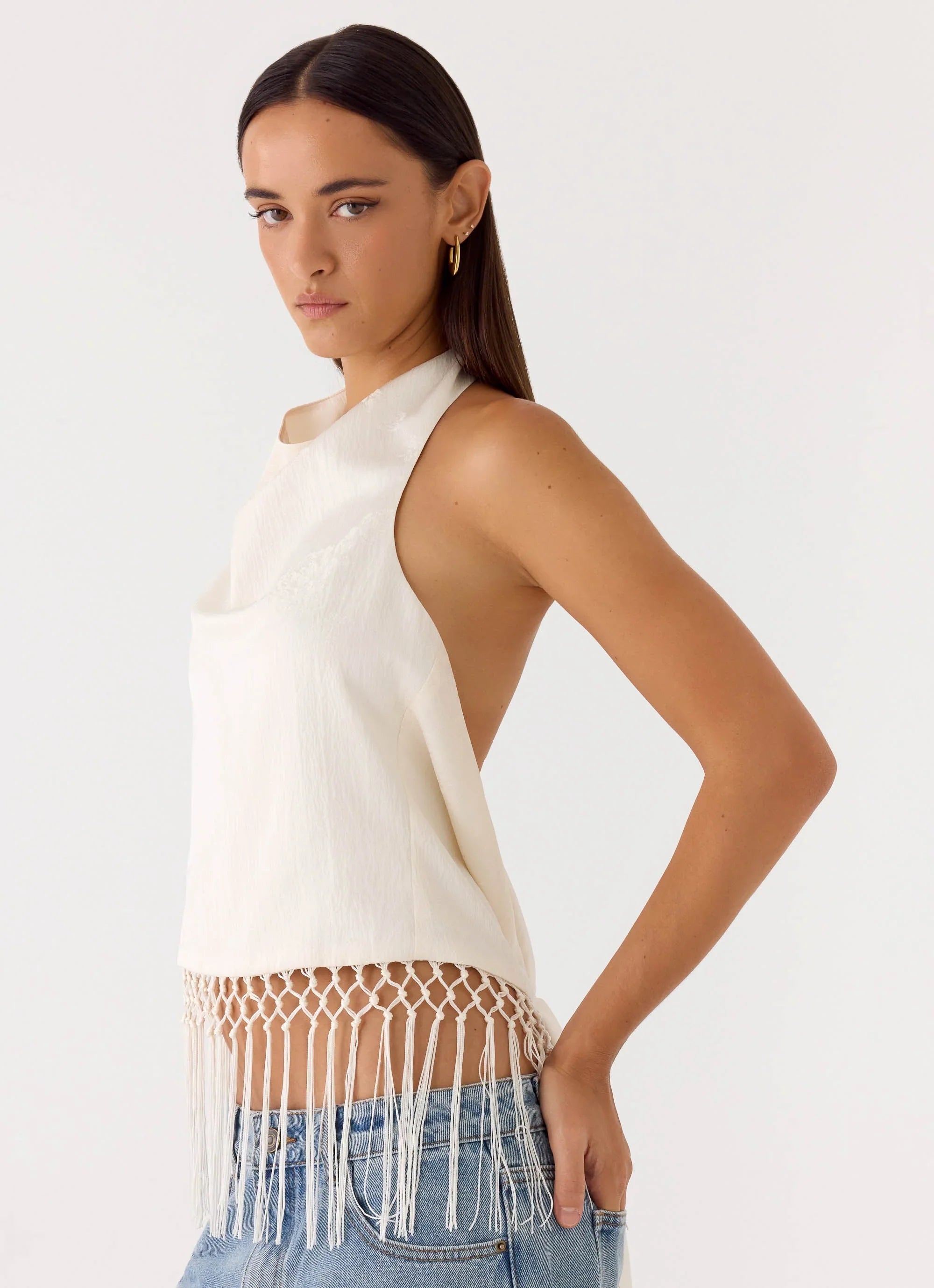 Mania Tassel Top Ivory