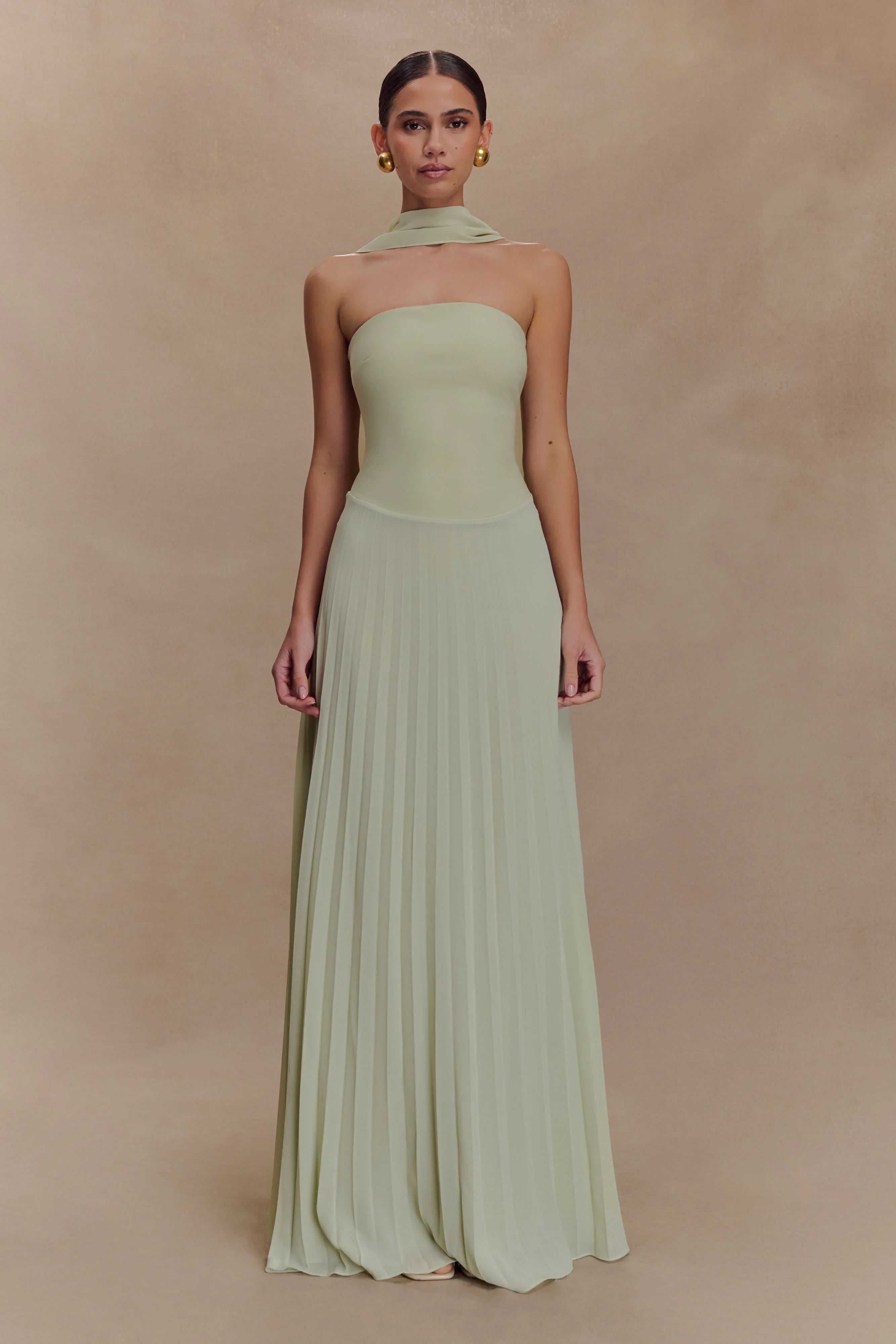 Caira Chiffon Scarf Maxi Dress Sage