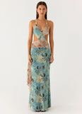 Rebel Beaded Maxi Dress Aqua Blur