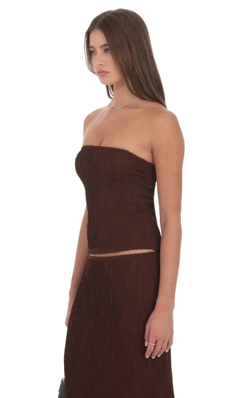 Textured Tube Top in Brown