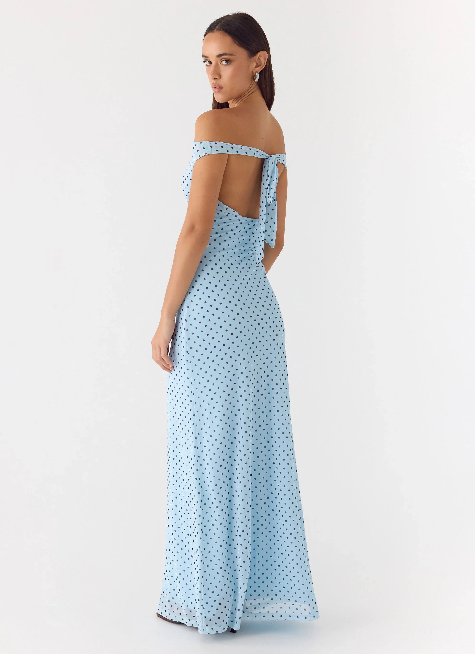 Like Me Now Maxi Dress Blue Mocha Dot