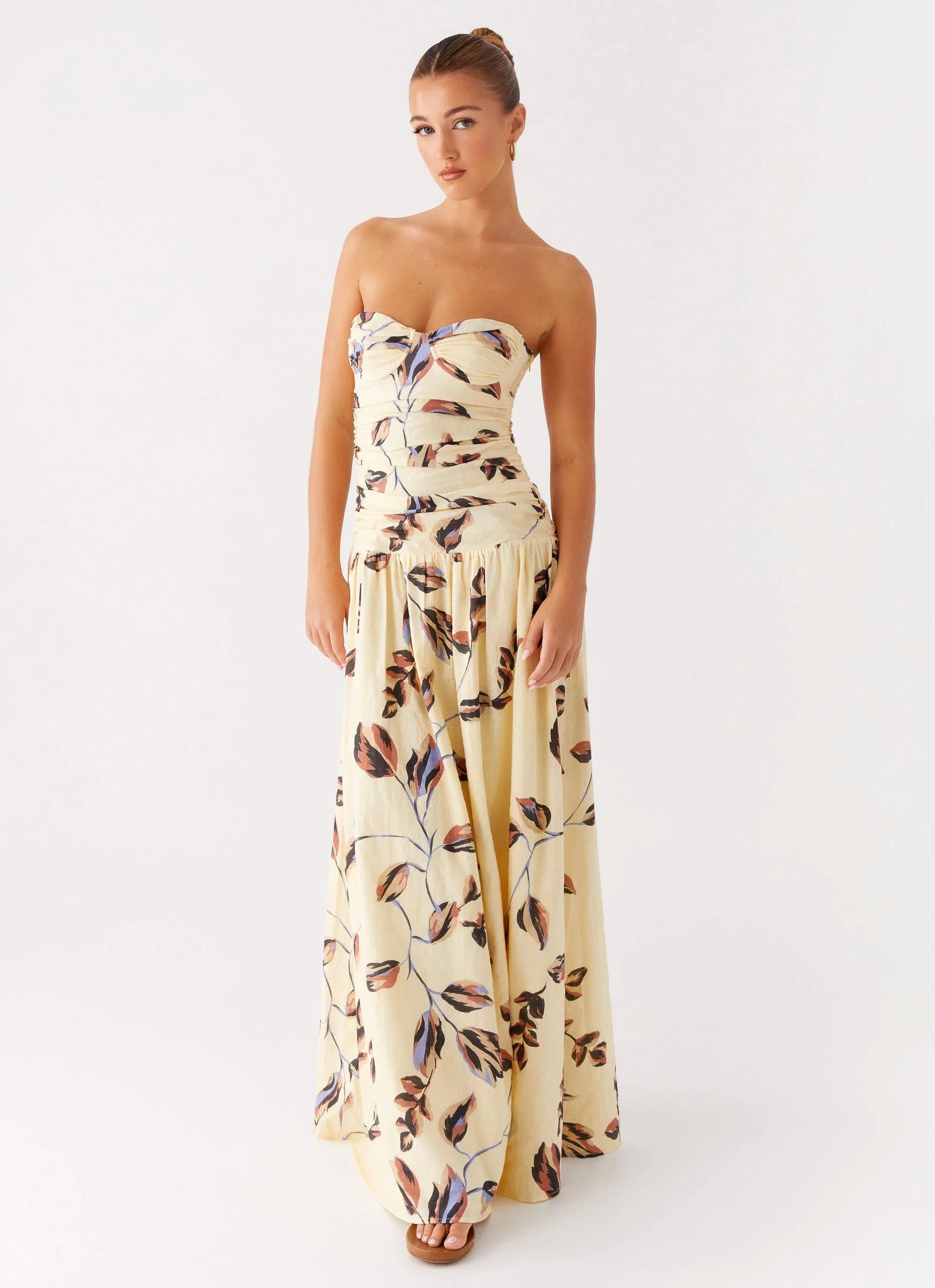Rhea Ruched Maxi Dress Buttercream Bliss